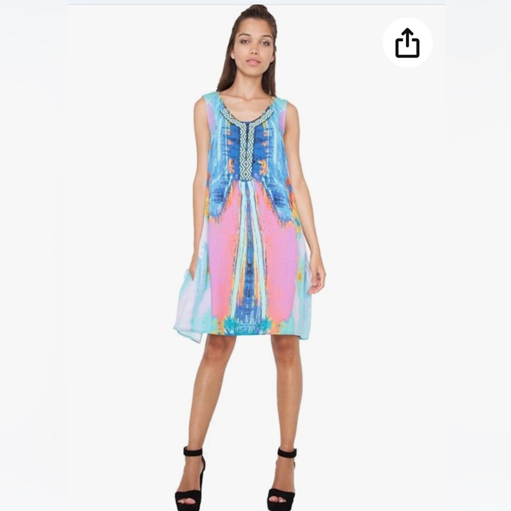 DESIGUAL Madrid multi colored boho Dress size 10